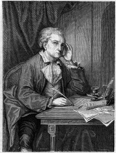 Retrato do compositor francês Nicolas Alexandre Dezede (1740-1792). Gravura após um retrato de Greuze.