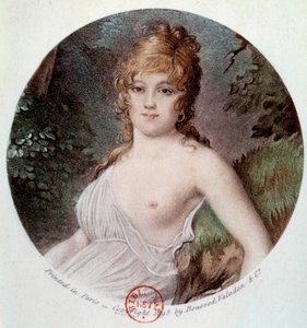 Retrato de Madame Tallian, nee Cabarrus, Princesa de Caraman - Chimay (1773-1835) chamada Notre Dame de Thermidor Lithography após Jean-Baptiste Isabey (1767-1855) 1895 Paris, Musee Carnavalet