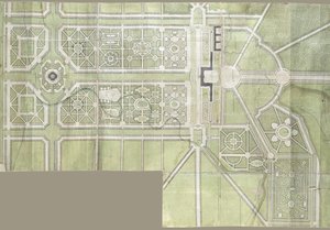 Projeto para o palácio e parque Strelna, 1717 de Jean Baptiste Alexandre Le Blond