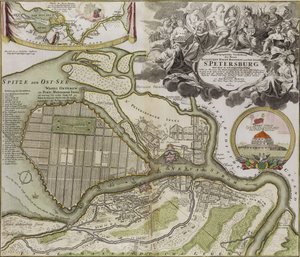 Mapa do plano diretor de São Petersburgo de Jean Baptiste Alexandre Le Blond