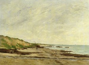 Uma visão costeira com figuras em uma costa de 1872 (petróleo)
