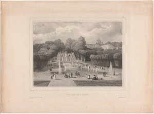 Fonte no Château de Saint-Cloud
Cascade de St. Cloud (título sobre o objecto)
Vistas grandiosas perto de Paris (título da série) de Jean Baptiste Arnout