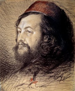 Retrato de Theophile Gautier (1811-1872) Desenho a carvão e pastel de Auguste Clesinger (1814-1883) 1851 Sol. 0,77x0,65 m Versailles, musee du chateau