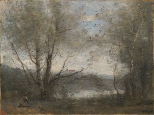 Uma lagoa vista através das árvores de Jean-Baptiste-Camille Corot