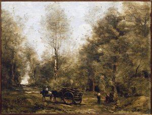 Um caminho na floresta de Wagnonville (óleo sobre tela de Jean Baptiste Camille Corot