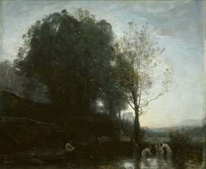 Ninfas Banhistas e Criança de Jean-Baptiste-Camille Corot