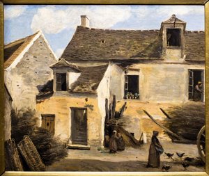 Pátio de uma casa perto de Paris de Jean-Baptiste-Camille Corot
