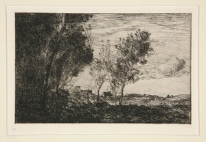 Dans les Dunes: souvenir du bois de la Haye (Em The Dunes: Memory of the Woods of the Hague) de Jean-Baptiste-Camille Corot