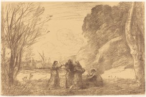 Família em Terracina de Jean Baptiste Camille Corot