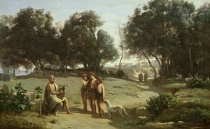 Homero e os pastores em uma paisagem, 1845 de Jean Baptiste Camille Corot