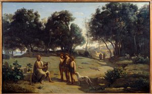 Homere e pastores. O poeta grego na ilha de Pathmos. Pintura de Camille Corot (1796-1875) 1845 Sol. 0,8x1,3 m Saint Lo, Musee des Beaux Arts. de Jean Baptiste Camille Corot