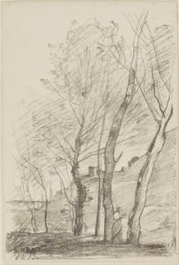 Lendo debaixo das árvores de Jean-Baptiste-Camille Corot