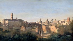 O Fórum Visto dos Jardins Farnese, Roma, 1826 de Jean Baptiste Camille Corot
