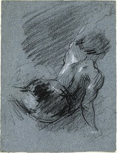 Vista posterior de uma figura sentada, levantando o braço esquerdo de Jean Baptiste Carpeaux