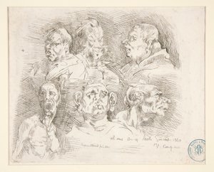 Croquis de Grotesques (Esboços de cabeças Grotescas) de Jean Baptiste Carpeaux