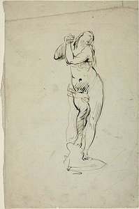 Mulher de pé com as mãos fechadas de Jean Baptiste Carpeaux