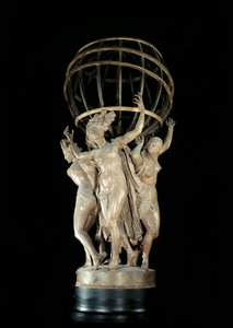As Quatro Partes do Mundo que Apoiam a Escultura Terrestre por Jean Baptiste (Jean-Baptiste) Carpeaux (1827-1875) Paris do século XIX, Musee d