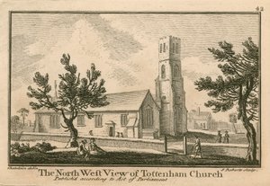 A, noroeste, vista, de, igreja tottenham, londres