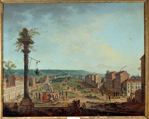 O lugar de Greve em Nancy. Pintura de Jean Baptiste Claudot (1733-1805) de Jean Baptiste Claudot