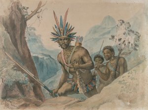Chefe dos Bororenos se preparando para um ataque (aquarela sobre papel) de Jean Baptiste Debret