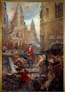 O Chevalier Roze no Montee des Aroules em Marselha Nicola Roze (1675-1733) liberta o bairro de Armoules em Marselha dos cadáveres dos pestilentos durante a grande praga de 1720. Pintura de Jean-Baptiste Duffaud (1852-1927) de Jean Baptiste Duffaud