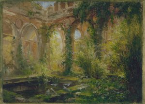 Ruínas da Cour des Comptes: a sala das festas, ca. 1875 (óleo) de Jean Baptiste Edmond Allouard