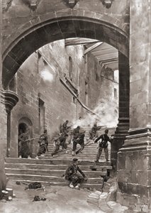 Soldados franceses em combate, Guerra Franco-Prussiana de Jean Baptiste Edouard (after) Detaille