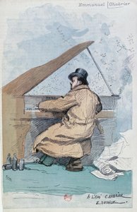 França, Paris, gravura a cores do compositor francês Emmanuel Chabrier de Jean-Baptiste Edouard Detaille