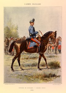 Tipos e Uniformes da Arma Francesa do Capitão Jules Richard, ilustrado por Edouard Detaille (1848-1912): Oficial de Hussardos em Grande Vestido em 1886, Coleção Privada de Jean-Baptiste Edouard Detaille