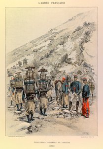 Tipos e Uniformes da Arma Francesa do Capitão Jules Richard, ilustrado por Edouard Detaille (1848-1912): Indígenas Tirailleurs na Coluna em 1886, Coleção Particular de Jean-Baptiste Edouard Detaille