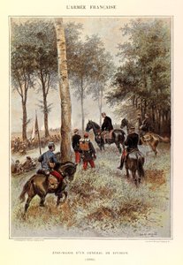 Tipos e Uniformes da Arma Francesa do Capitão Jules Richard, ilustrado por Edouard Detaille (1848-1912): Pessoal de uma Divisão Geral em 1884, Coleção Privada de Jean-Baptiste Edouard Detaille