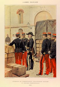 Tipos e Uniformes da Arma Francesa do Capitão Jules Richard, ilustrado por Edouard Detaille (1848-1912): Controller of Administration, Deputy Military Intendant, and Administrative Officers in 1887, Private Collection de Jean-Baptiste Edouard Detaille
