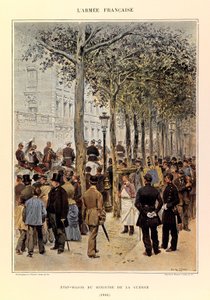 Tipos e uniformes da Armadura Francesa do Capitão Jules Richard, ilustrados por Edouard Detaille (1848-1912): Pessoal do Ministro da Guerra em 1884, Coleção Privada de Jean-Baptiste Edouard Detaille