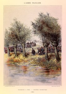 Tipos e uniformes da Armee francesa do Capitão Jules Richard, ilustrados por Edouard Detaille (1848-1912): Caçadores a pé; as grandes manobras em 1885, Coleção Particular de Jean-Baptiste Edouard Detaille