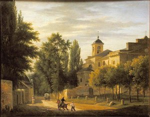 Vista da Igreja de Ville d&39;Avray em c.1820 de Jean Baptiste Gabriel Langlace