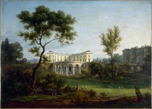 A casa de Beaumarchais e a Bastilha, ca. 1788 (óleo sobre tela) de Jean Baptiste Genillion