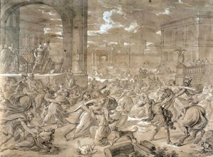Rapto das Sabinas (óleo sobre tela) de Jean Baptiste Giry