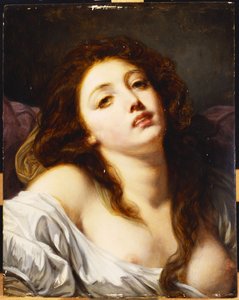 Uma jovem, comprimento do busto de Jean Baptiste Greuze