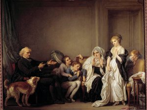 Le cure et la jeune widow Pintura de Jean Baptiste Greuze (1725-1805) Século XVIII de Jean Baptiste Greuze