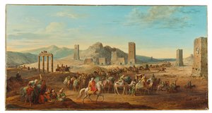 Duas caravanas na entrada do vale que leva a Palmyra