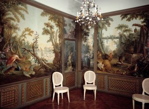 Vista interna do Salão dearteau realizado por Jean Baptiste Huet (1745-1811) de Jean Baptiste Huet