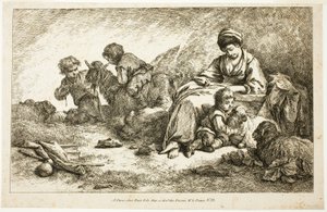 Mãe e filhos com ovelhas de Jean Baptiste Huet