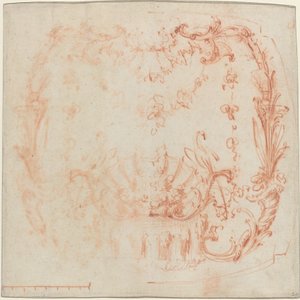 Design de parede rococó com fonte e cisnes [verso] de Jean Baptiste Joseph Pater