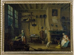 Cozinha Bourgeoise - pintura de J.B Lallemand (1716 - 1803), final do século XVII, Museu de Belas Artes de Dijon.