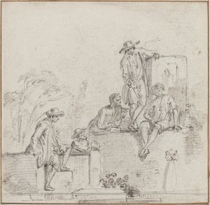 Figuras sentadas ao redor de uma fonte de Jean Baptiste Lallemand