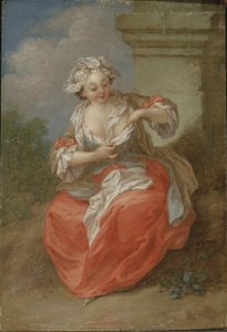 Young Girl Chasing Fleas, c.1750 (óleo sobre tela) de Jean Baptiste Lebel