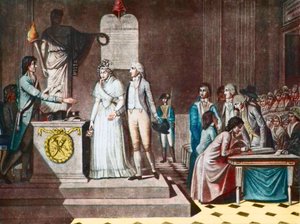 O Casamento Republicano - Casamento Republicano - após o Aquatinte de Jean-Baptiste Mallet (1759-I835) - século XVIII
