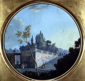 Jardim Clássico, Possivelmente em Versalhes (aguarela e guache sobre papel) de Jean Baptiste Marechal