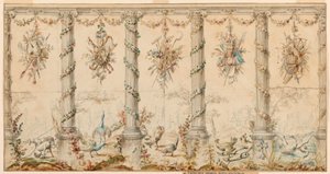 Desenho, Projeto de tapeçaria dedicada à vida agrícola, 1780-95 de Jean Baptiste Marie Huet