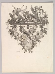 Vinheta com Esfinges e Putti, 1779. de Jean Baptiste Marie Huet